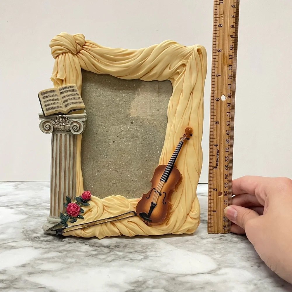 Vintage Violin Classical Music Theme 8” Picture Frame Cream Color (fits 6” x 4”)
